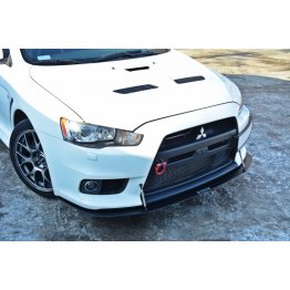 Накладка сплиттер на передний бампер вариант 4 на Mitsubishi Lancer X Evo